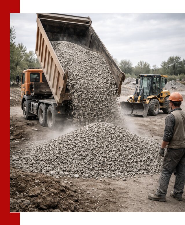 Доставка щебня в Оренбурге крупными и мелкими фракциями