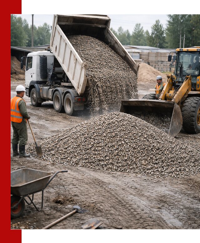 Мытый гравий с доставкой в Оренбурге от карьера до участка