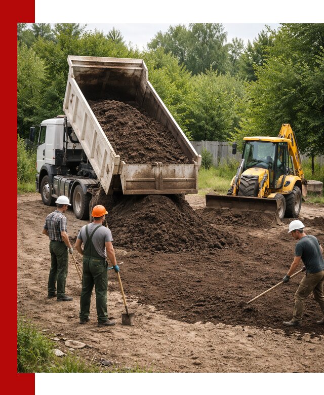 Доставка и укладка грунта для выравнивания участка в Оренбурге