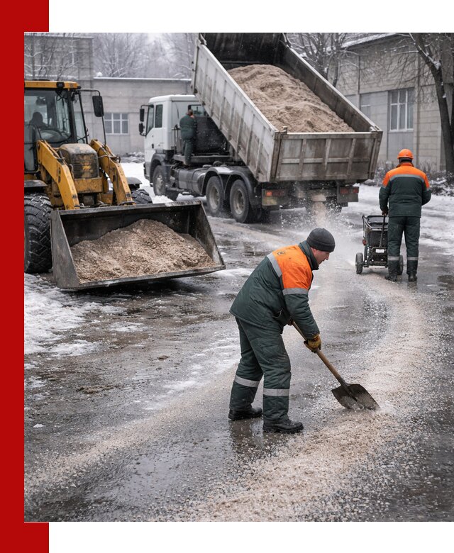 Реагент против гололеда с доставкой и нанесением в Оренбурге
