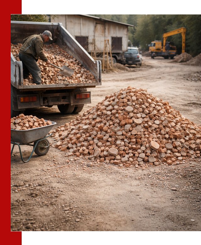 Доставка и подушка из боя кирпича с разгрузкой в Оренбурге