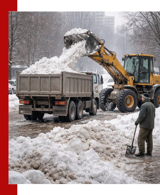 Вывоз снега грузовой техникой в Оренбурге оперативно и чисто