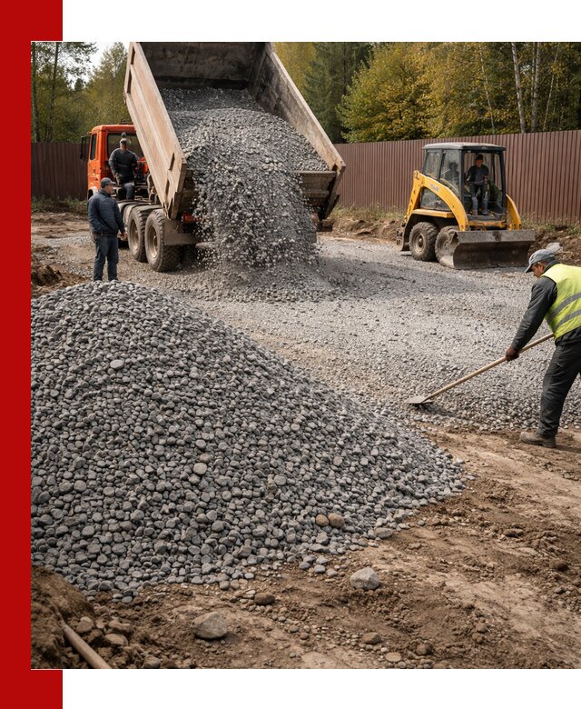 Отсыпка участка щебнем с доставкой и уплотнением в Оренбурге